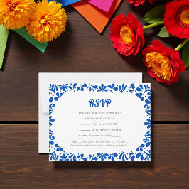 Cielito Lindo Bold Blue Geometric RSVP Card Karte
