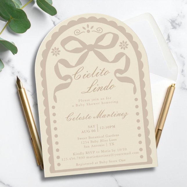 Cielito Lindo Cream Tan Papel Picado Baby Shower Einladung (Von Creator hochgeladen)