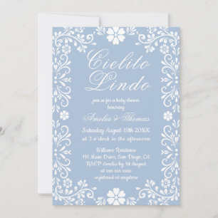Cielito Lindo Dusty Blue Mexican Baby Shower Einladung