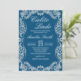 Cielito lindo dusty blue Mexican baby shower Einladung
