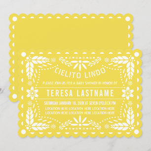 Cielito lindo gelbe Papagei-Picado-Babydusche Einladung