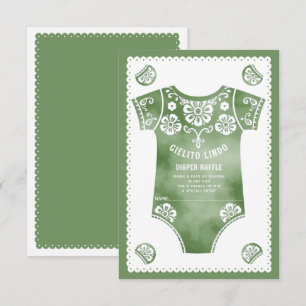 Cielito Lindo grüne Babydusche Windeln Raffel Begleitkarte