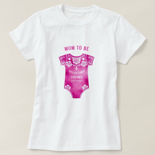 Cielito Lindo Karosseriemädchen Babydusche Mama zu T-Shirt (Design vorne)