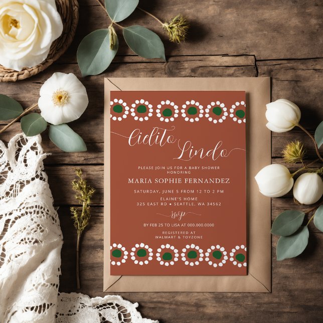 Cielito Lindo Mexican Barro Boho Baby Shower Einladung (Cielito Lindo Mexican Barro Boho Baby Shower Invitation)