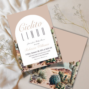 Cielito Lindo Mexican Beige Cactus Baby Shower Einladung