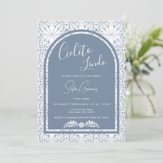 Cielito Lindo Mexican Blue Folk Art Invitation Feiertagskarte