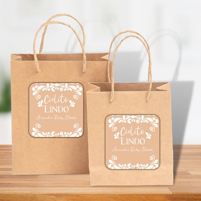 Cielito Lindo Mexican Fiesta Neutral Baby Dusche Quadratischer Aufkleber (Von Creator hochgeladen)