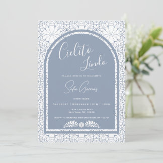 Cielito Lindo Mexican Folk Art Blue Invitation Feiertagskarte