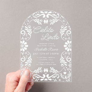 Cielito Lindo Mexican Modern Baby Shower Acryleinladungen