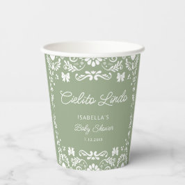 Cielito Lindo Mexican Sage Green Baby Dusche Pappbecher