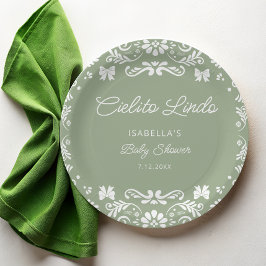 Cielito Lindo Mexican Sage Green Baby Dusche Pappteller