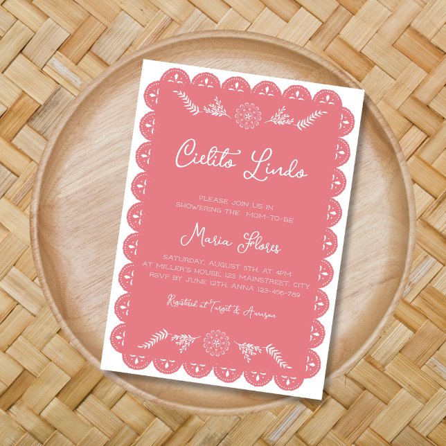 Cielito Lindo Mexican Talavera Girl Baby Shower Einladung (Cielito Lindo Mexican Talavera Girl Baby Shower Invitation)
