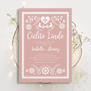 Cielito Lindo Mexikanische Picado Rosa Babyparty Einladung