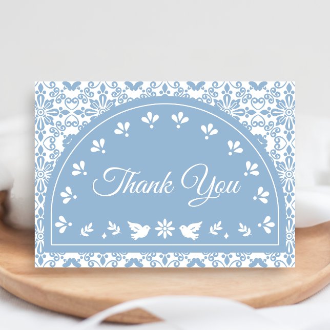 Cielito Lindo Papel Picado Baby Shower Dankeskarte (Blue Cielito Lindo Papel Picado Baby Shower Thank you Card
)