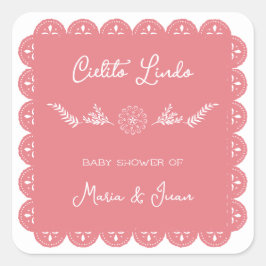 Cielito Lindo Papel Picado Girl Dusche Quadratischer Aufkleber