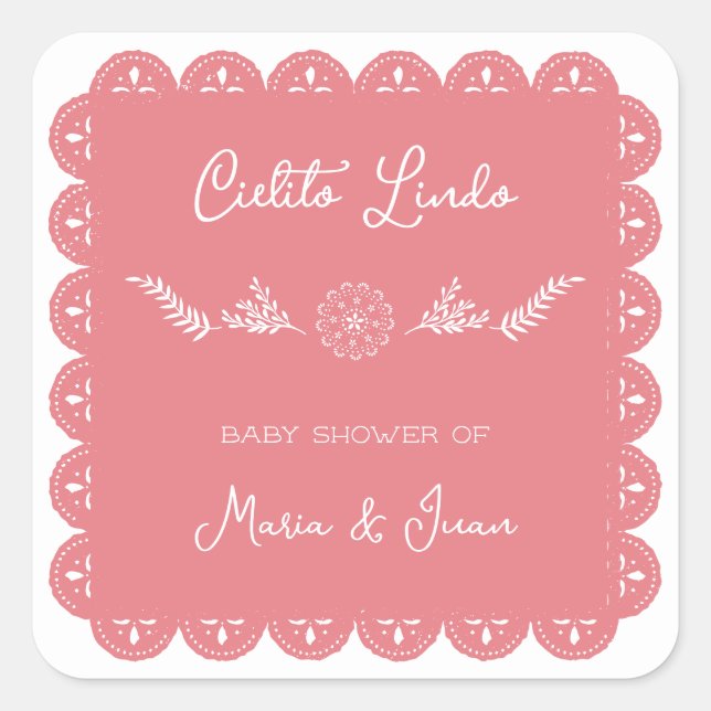 Cielito Lindo Papel Picado Girl Dusche Quadratischer Aufkleber (Vorderseite)