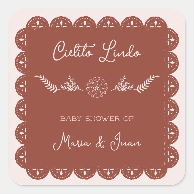 Cielito Lindo Papel Picado Mexican Baby Shower Quadratischer Aufkleber (Vorderseite)