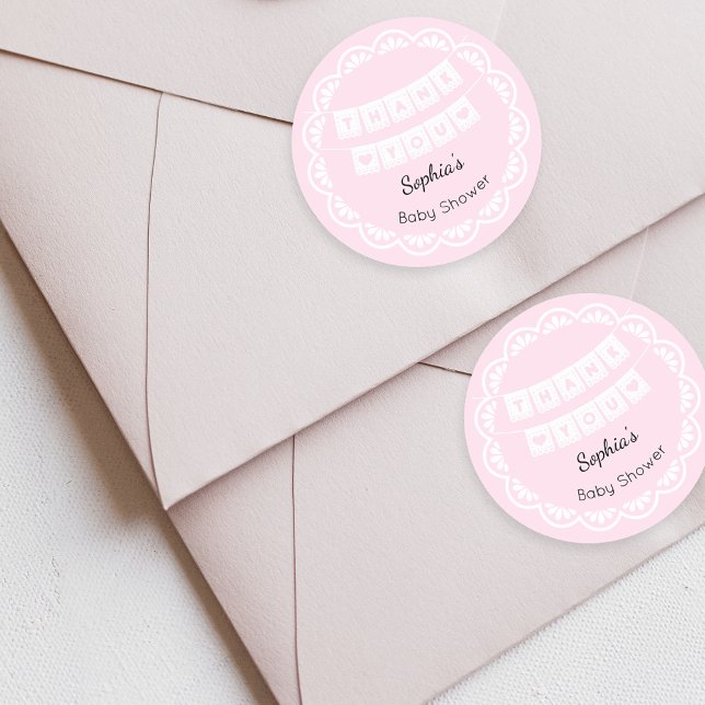 Cielito Lindo Pink Baby Dusche Danke Sticker (Von Creator hochgeladen)