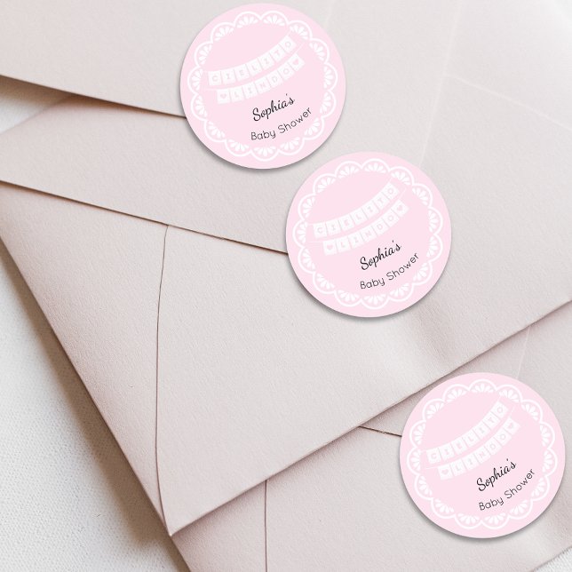 Cielito Lindo Pink Babydusche Runder Aufkleber (Von Creator hochgeladen)