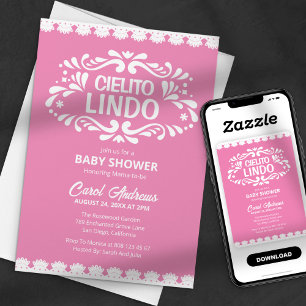 Cielito Lindo Rosa Spitze Mexikanisches Mädchen Ba Einladung
