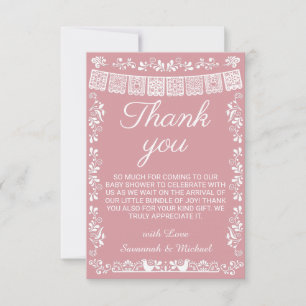 Cielito Lindo Rosafarbenes Papier-Blumen-Baby-Einl Dankeskarte