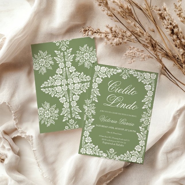 Cielito Lindo Sage green Baby Dusche Einladung (Von Creator hochgeladen)