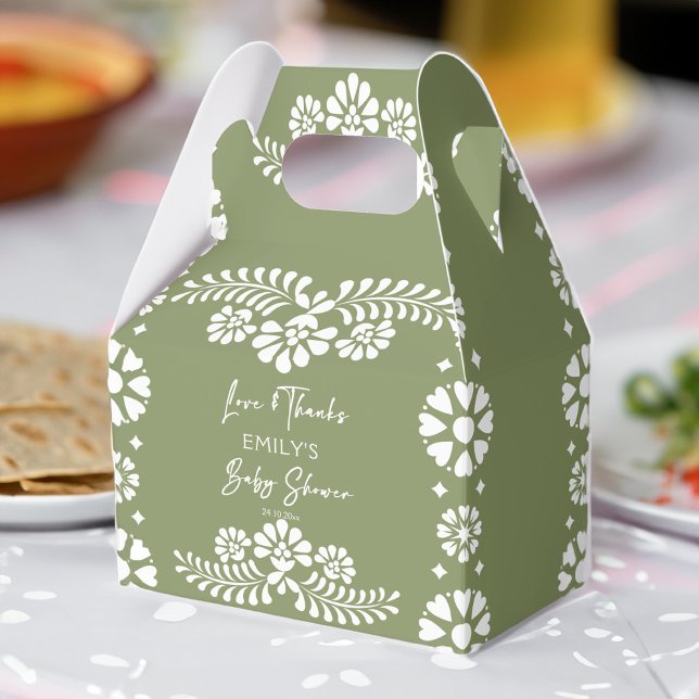 Cielito lindo Salbei Babydusche bevorzugt Geschenkschachtel (Cielito lindo sage green gender neutral Mexican fiesta baby shower favors personalized favor boxes)