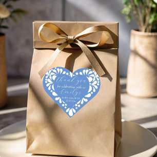 Cielito lindo staubblaue mexikanische Babydusche Herz-Aufkleber