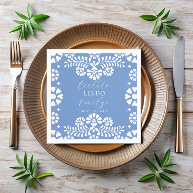 Cielito lindo staubblaue mexikanische Babydusche Serviette (Cielito lindo dusty blue Mexican baby shower personalized Napkins monogrammed customized napkins)