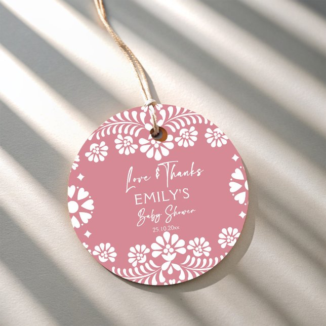 Cielito lindo staubige rosa mexikanische Babydusch Geschenkanhänger (Cielito lindo dusty pink Mexican fiesta baby shower personalized Favor Tags )