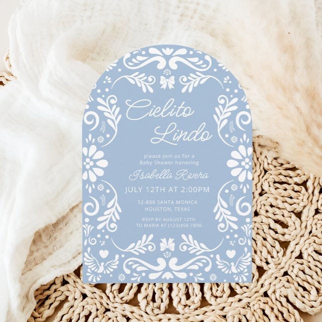 Cielito Lindo Talavera Blue Mexican Baby Shower Einladung (Von Creator hochgeladen)