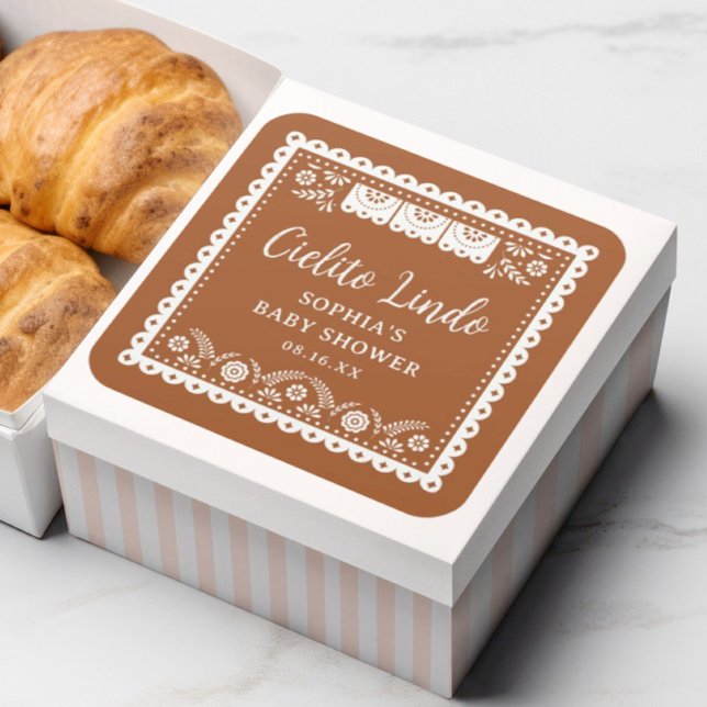 Cielito Lindo Talavera Mexican Baby Shower Quadratischer Aufkleber (Von Creator hochgeladen)