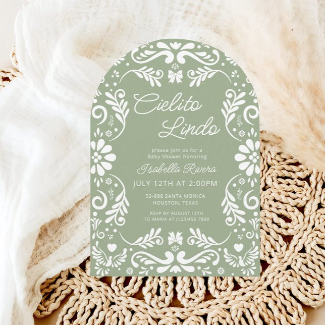 Cielito Lindo Talavera Mexican Green Baby Shower Einladung (Von Creator hochgeladen)