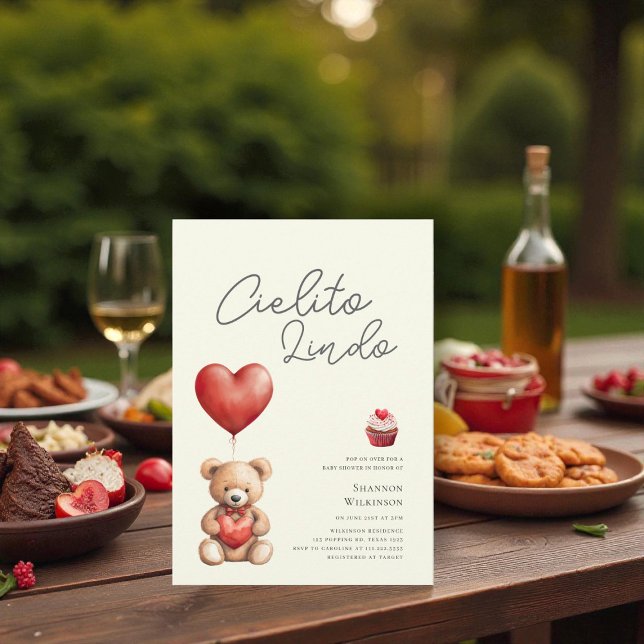 Cielito Lindo teddy heart baby shower Einladung (Von Creator hochgeladen)