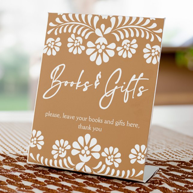 Cielito lindo Terracotta Babyduschgeschenke Tabell Sockelschild (Cielito lindo terracotta baby shower gifts table pedestal sign personalized baby shower decor signs)