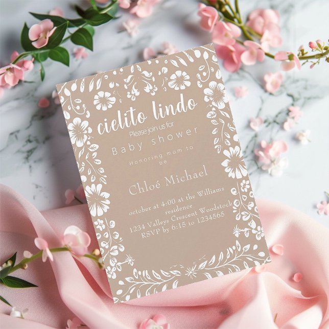 cielto lindo Papel picado Babydusche Einladung (cielito lindo baby shower Invitation card
Natural baby shower invitation 
Mexican inspired )