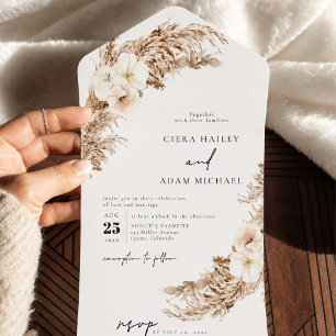 CIERA Bohehmian Fall Pampas Grass Wedding All In One Einladung