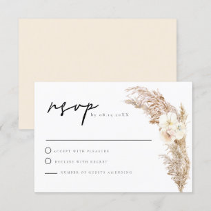CIERA Boho Dry Pampas Grass RSVP Karte