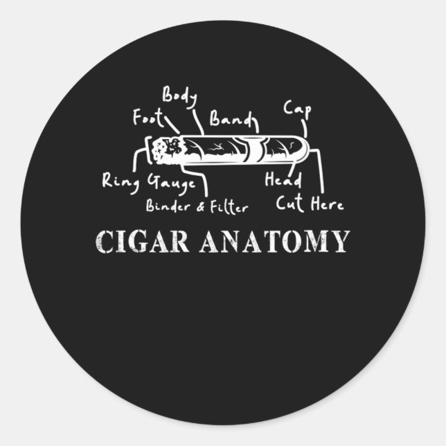 Cigar Anatomy Smoker Humidor Cutter Cigars Gift Runder Aufkleber (Vorderseite)