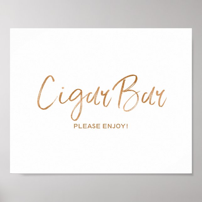 Cigar Bar 8x10 Stylish Rose Gold Wedding Sign Poster (Vorne)