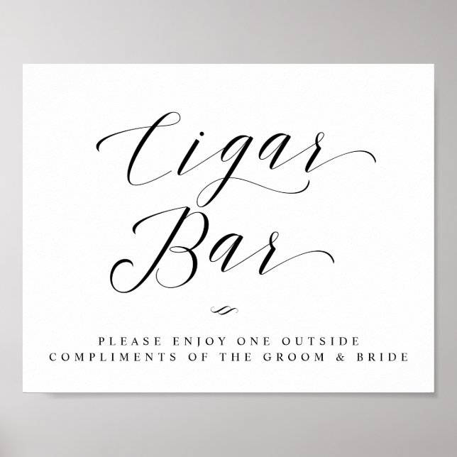 Cigar Bar Calligraphy Script Simple Wedding Sign Poster (Vorne)