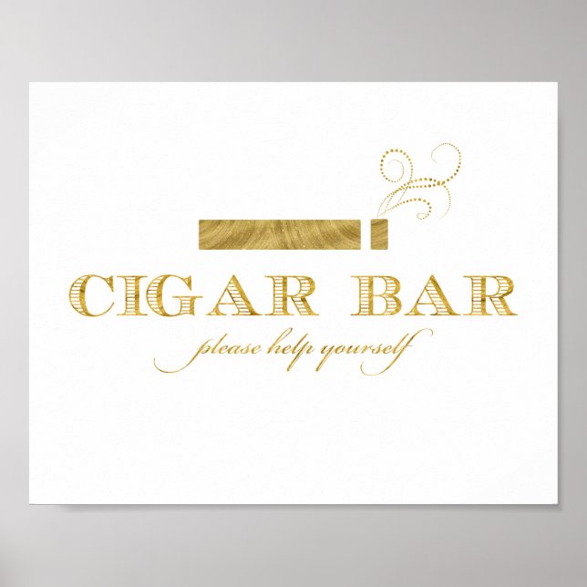 Cigar Bar Sign - Imitate Goldene Fohlen Shimmer Poster (Vorne)