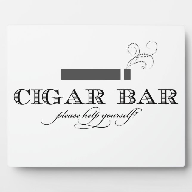 Cigar Bar Sign Table Easel - Weiß und Schwarz Fotoplatte (Vorderseite)