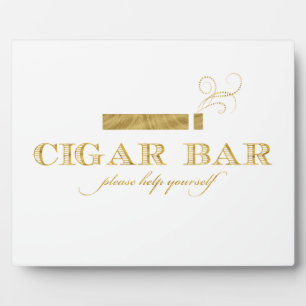 Cigar Bar Sign Table Easel - White and Gold Fotoplatte