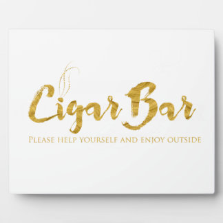 Cigar Bar Sign Table Easel - White and Gold Fotoplatte