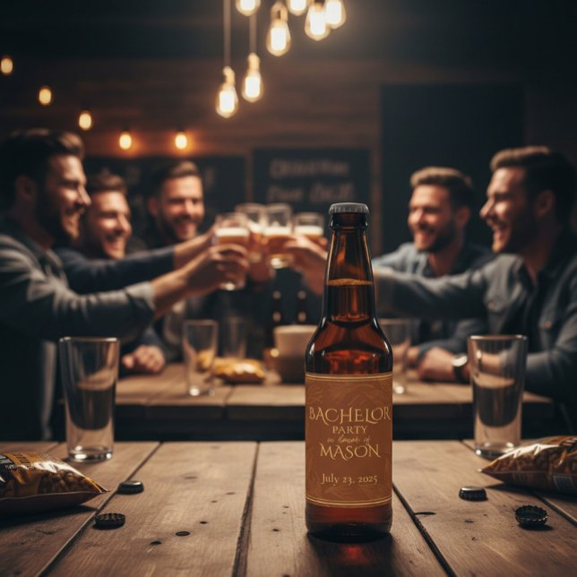 Cigar Bar Theme Bachelor Party Bierflaschenetikett (Von Creator hochgeladen)