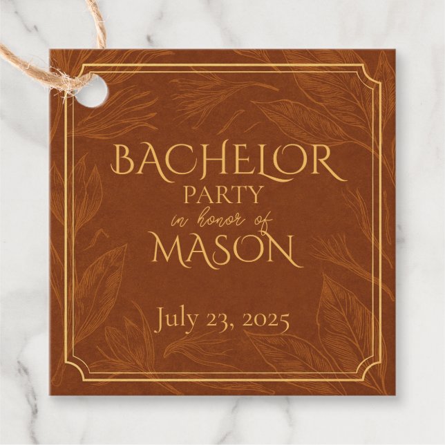 Cigar Bar Theme Bachelor Party Geschenkanhänger (Vorderseite)