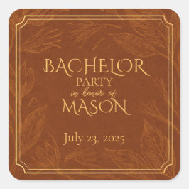 Cigar Bar Theme Bachelor Party Quadratischer Aufkleber