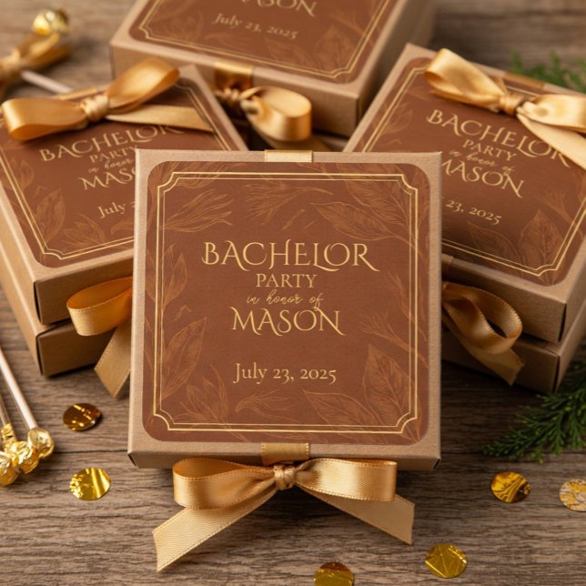 Cigar Bar Theme Bachelor Party Quadratischer Aufkleber (Von Creator hochgeladen)