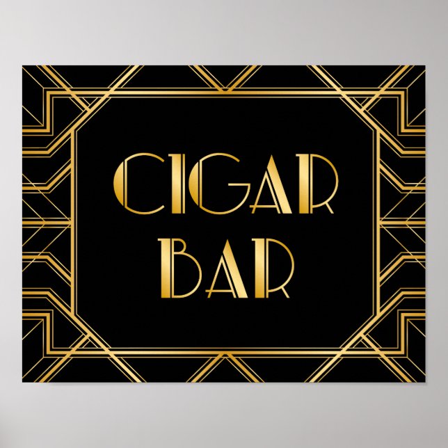 Cigar Bar Wedding Sign | Gatsby Art Deco Poster (Vorne)